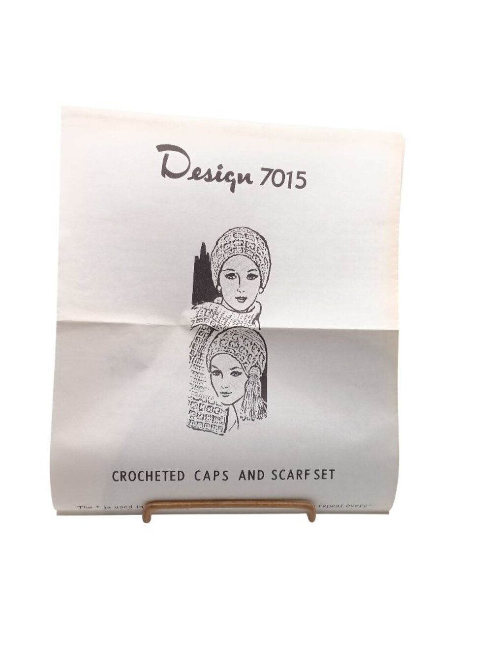 Vintage Crochet Pattern Design 7015 Caps & Scarf Set Instructions